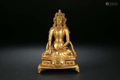 Gilt Bronze Buddha Statue in Qing Dynasty