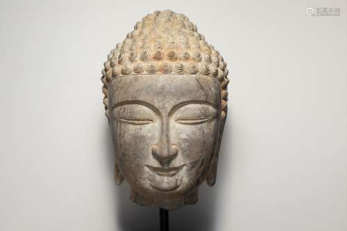 Stone-made Bluestone Buddha Head Han Dynasty
