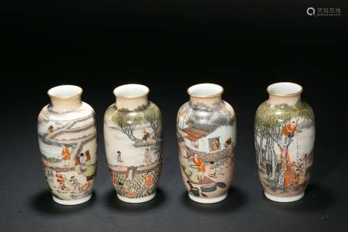 Famille rose mission story bottle in Qing dynasty