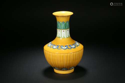 Yellow Glazed Flower Vase Qing Dynasty