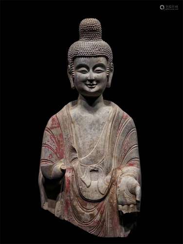 A NORTHERN WEI DYNASTY QINGZHOU BUDDHA STATUE