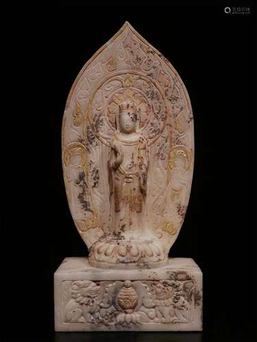 A NORTHERN QI DYNASTY WHITE MARBLE BODHISATTVA STATUE