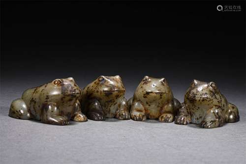 FOUR HAN DYNASTY HETIAN JADE GOLDEN CICADAS