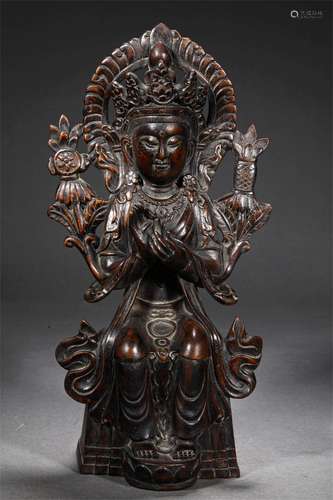 A QING DYNASTY EAGLEWOOD BODHISATTVA STATUE