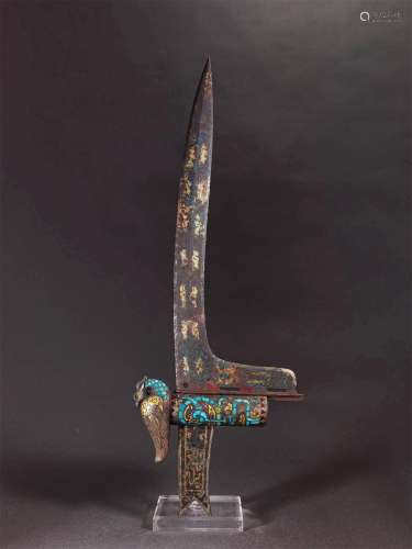 A WARRING STATES INLAYING GOLD DAGGER-AXE