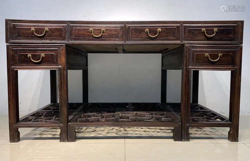 RED WOOD CARVED TABLE