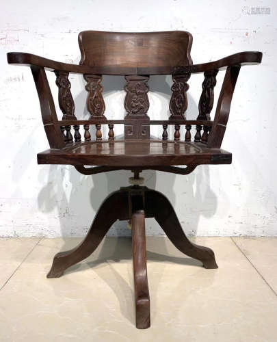 SUGONG RED WOOD CARVED CHAIR