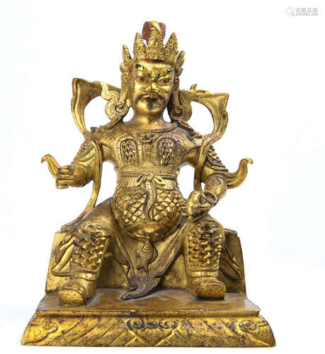 GILT BRONZE JAMBHALA STATUE