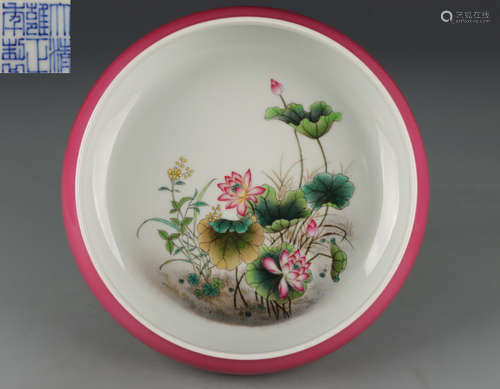 YONGZHENG FAMILLE ROSE GLAZE BRUSH WASHER