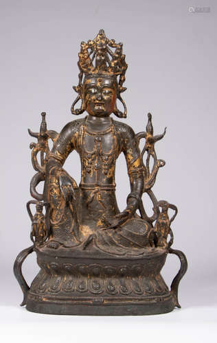 GILT BRONZE CAST GUANYIN BUDDHA STATUE