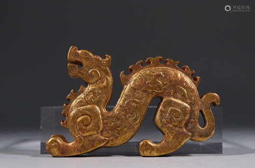 GILT BRONZE CAST TIGER SHAPED HUFU