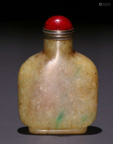 JADEITE CARVED SNUFF BOTTLE