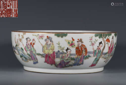 XIANFENG FAMILLE ROSE GLAZE FIGURE PATTERN BOWL