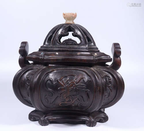 ZITAN WOOD WITH SOAPSTONE CENSER