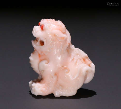 WHITE CORAL CARVED LION SHAPED PENDANT