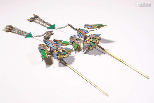 PAIR OF TIAN-TSUI HAIRPINS