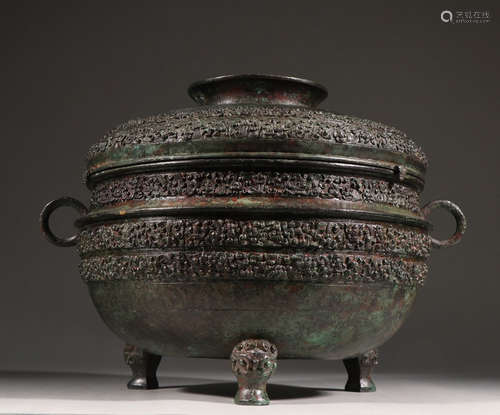 BRONZE CAST TRIPOD JAR