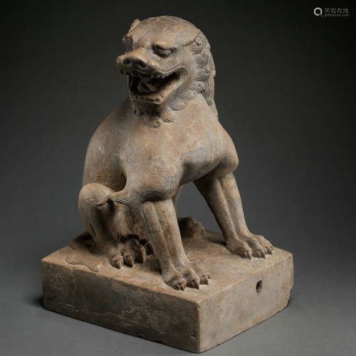 A STONE CARVED LION,TANG DYNASTY, CHINA