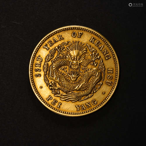 PURE GOLD COIN WITH DRAGON-PATTERN, THE REPUBLIC OF CHINA