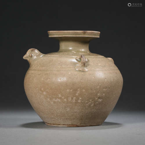 TANG DYNASTY, CHINESE YUE WARE POT WITH DOUBLE EARS, AND CHI...