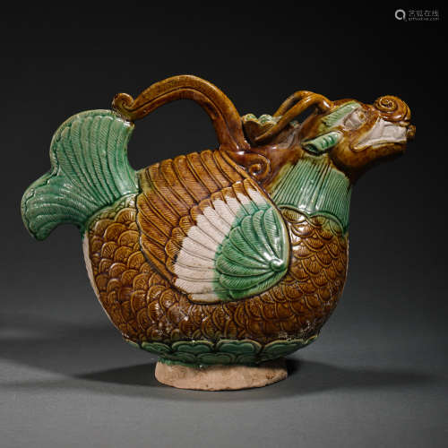 THREE-COLOR POT WITH OX HEAD, CHICKEN BODY AND FISH TAIL, LI...