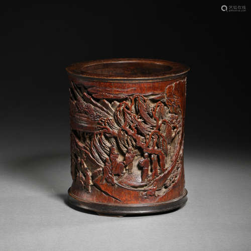 QING DYNASTY, CHINESE BAMBOO CARVED PEN HOLDER