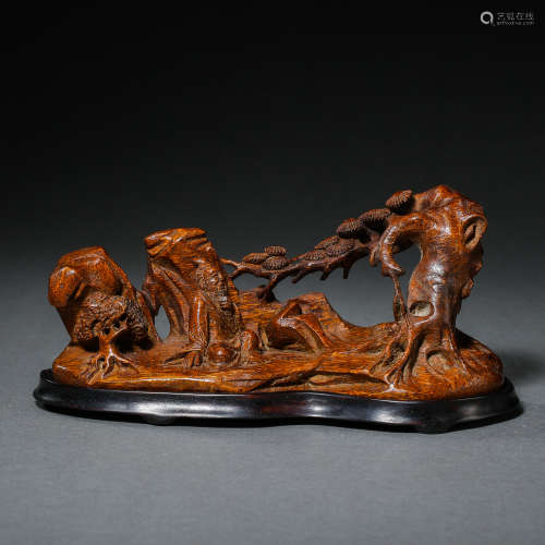 BOXWOOD WOOD CARVING TABLE DECORATION, QING DYNASTY, CHINA