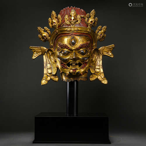 GILT BRONZE BUDDHA HEAD, MING DYNASTY, CHINA