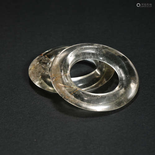 HAN DYNASTY, A PAIR OF CHINESE CRYSTAL RINGS