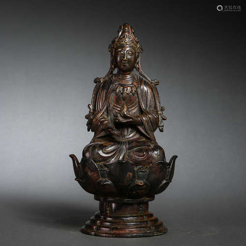 SEATED BRONZE BUDDHA, LIAO DYNASTY, CHINA