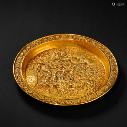 TANG DYNASTY, CHINESE PURE GOLD PLATE