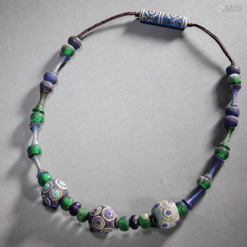 HAN DYNASTY, CHINESE COLORED GLASS NECKLACE