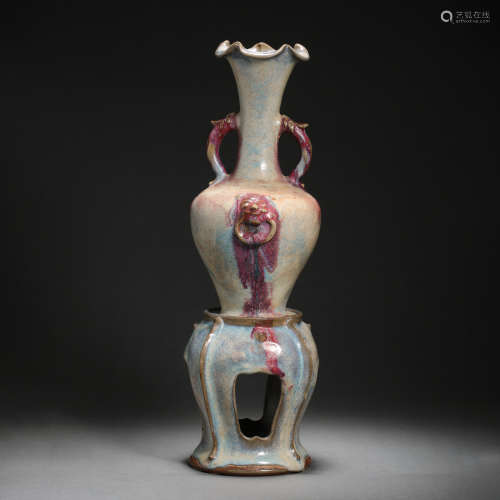 SONG DYNASTY, CHINESE JUN WARE WITH RED SPOTS FLOWER MOUTH V...