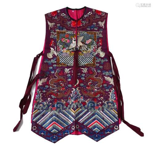 A CHESTNUT-GROUND 'CLOUDS AND DRAGONS' EMBROIDERED VEST