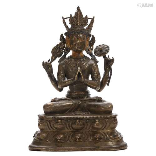 A COPPER-ALLOY FIGURE OF SADAKSARI AVALOKITESVARA,