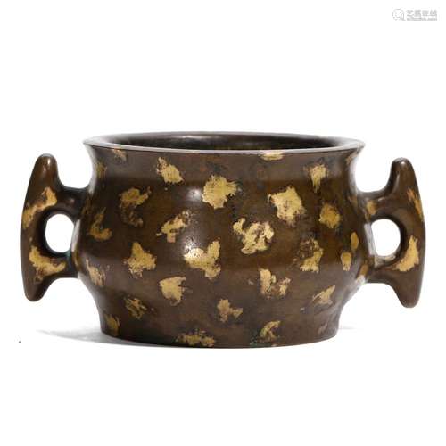 A GOLD-SPLASHED BRONZE CENSER