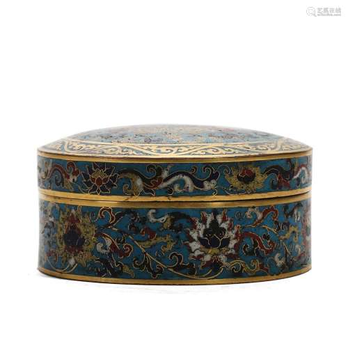 A CLOISONNE ENAMEL BOX AND COVER