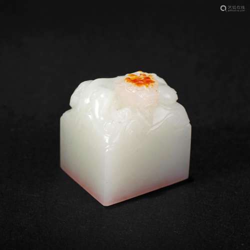 A WHITE JADE 'CHILONG' SEAL