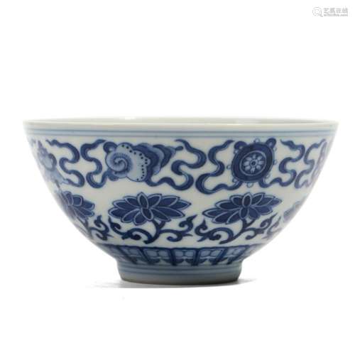 A BLUE AND WHITE 'LOTUS' BOWL