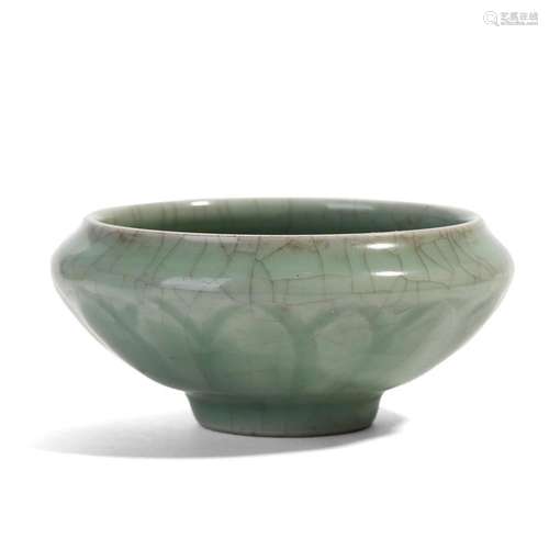 A LONGQUAN CELADON FLORAL WATERPOT