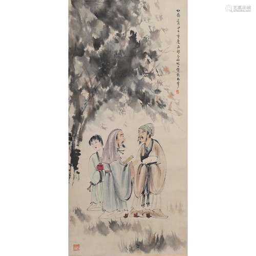 A 'FIGURES UNDER A PINE TREE' PAINTING