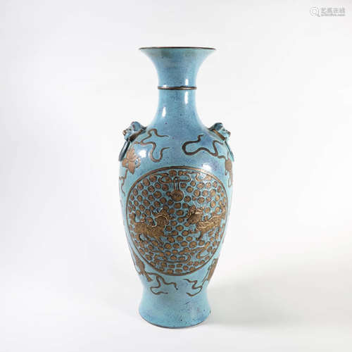 A Lujun-Glazed Lion Flaring Vase