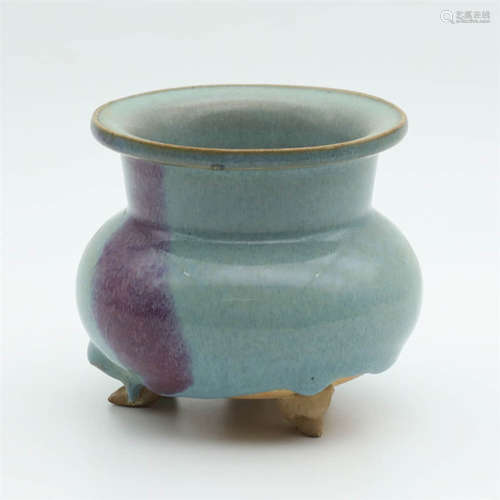 A Jun Ware Purple-Splashed Tripod Incense Burner