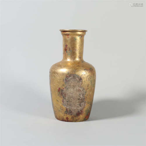 A Gilt Bronze Buddhist Clouds Mallet-Form Vase