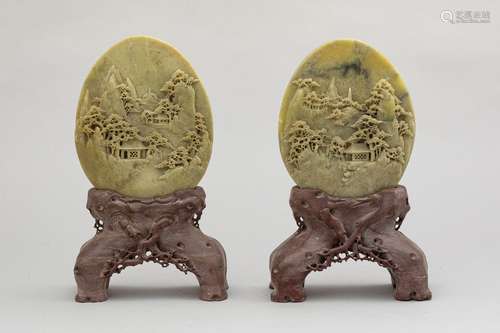 Pair of Chinese jade sculptures