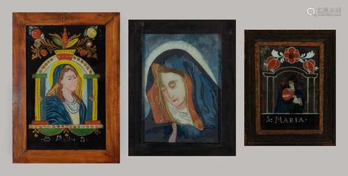 Three Austrian reverse glass paintings