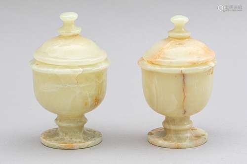 Pair of alabaster urns