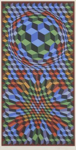 Victor Vasarely, Hungarian/French 1906-1997- Bounce, 1977; s...