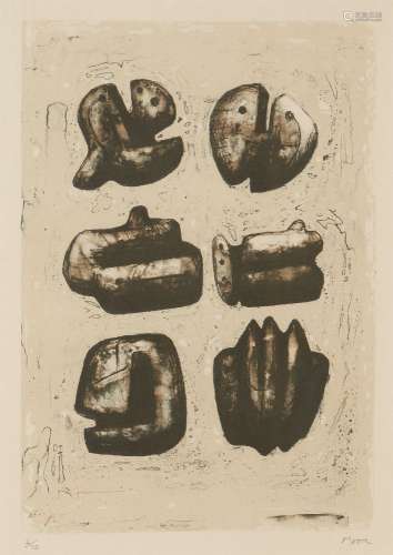 Henry Moore OM CH FBA, British 1898-1986- Six Stone Figures ...