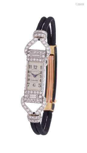 Cartier, a lady's white gold and diamond cocktail watch